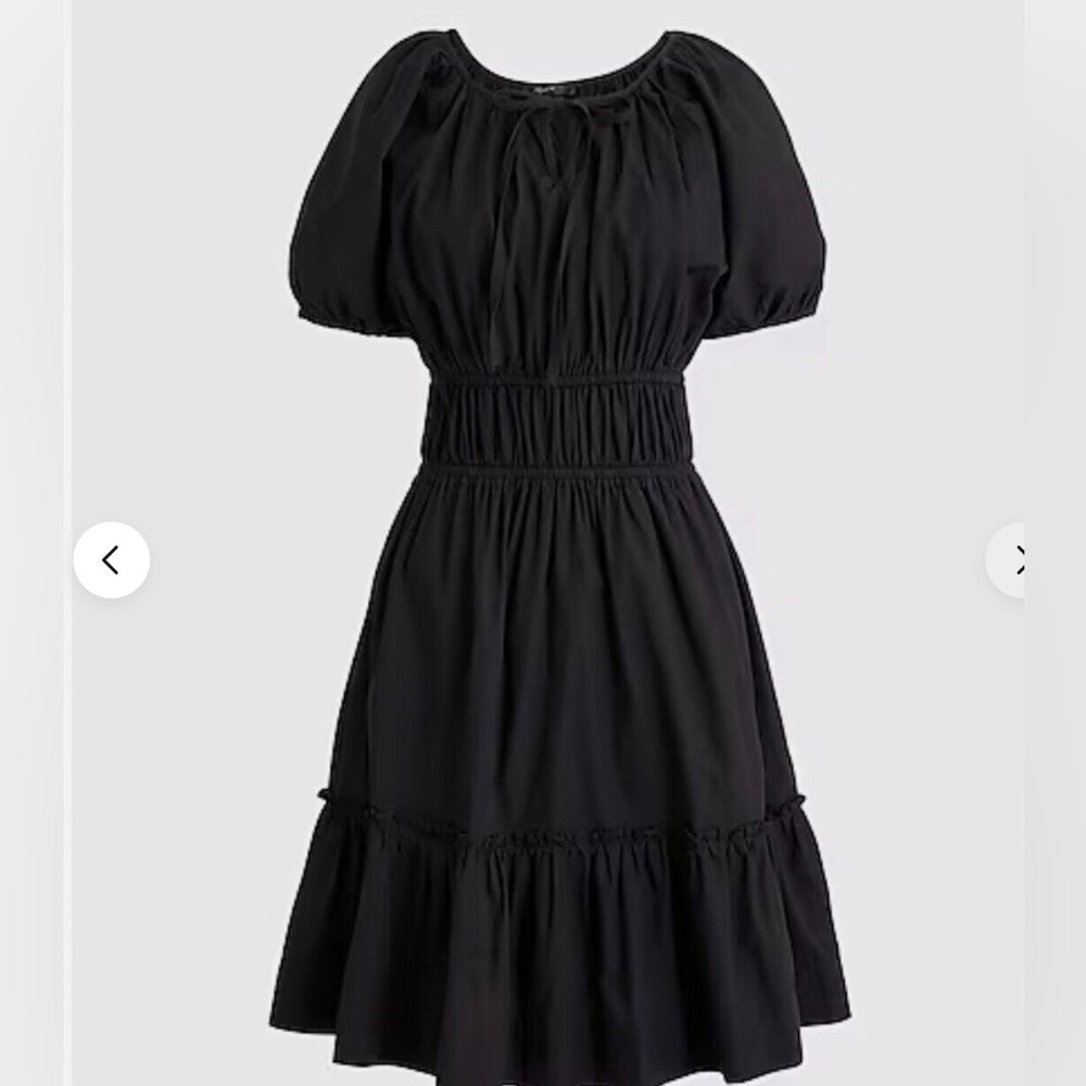 J.Crew Black Cinched-waist puff-sleeve dress size XL